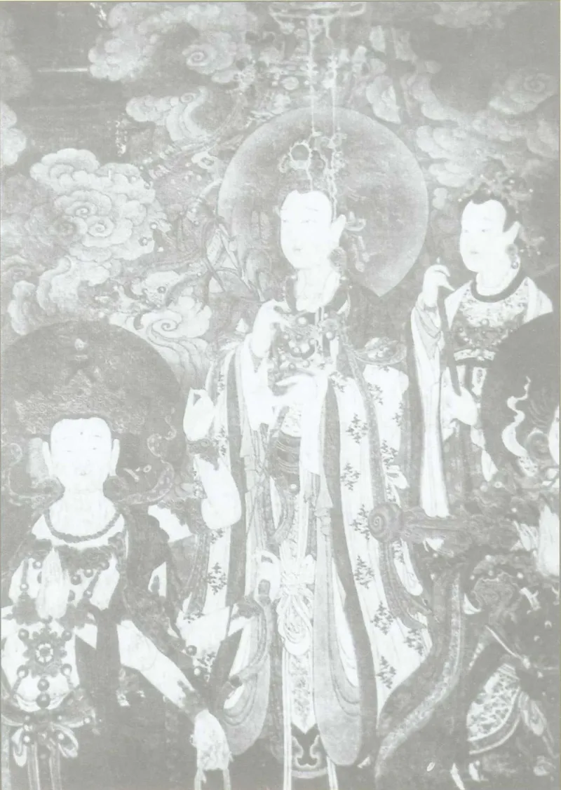 中国营造学社1932至1940年调查所摄曲阳北岳庙德宁殿元代壁画局部旧影之一