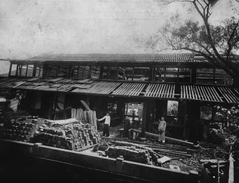 1934年天一阁宝书楼拆卸屋面整修木构旧影
