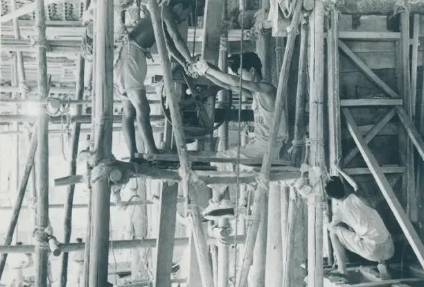 1959至1965年永乐宫三清殿壁画揭取作业